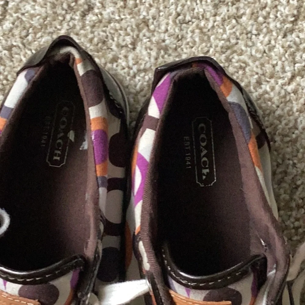 Coach Low-Top Canvas Sneakers in Purple, Orange & White - Picture 2 of 8